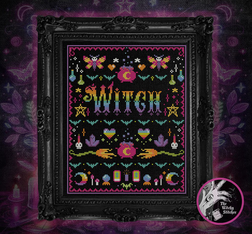 Neon Goth Witch Sampler ~ PDF Pattern | The Witchy Stitcher