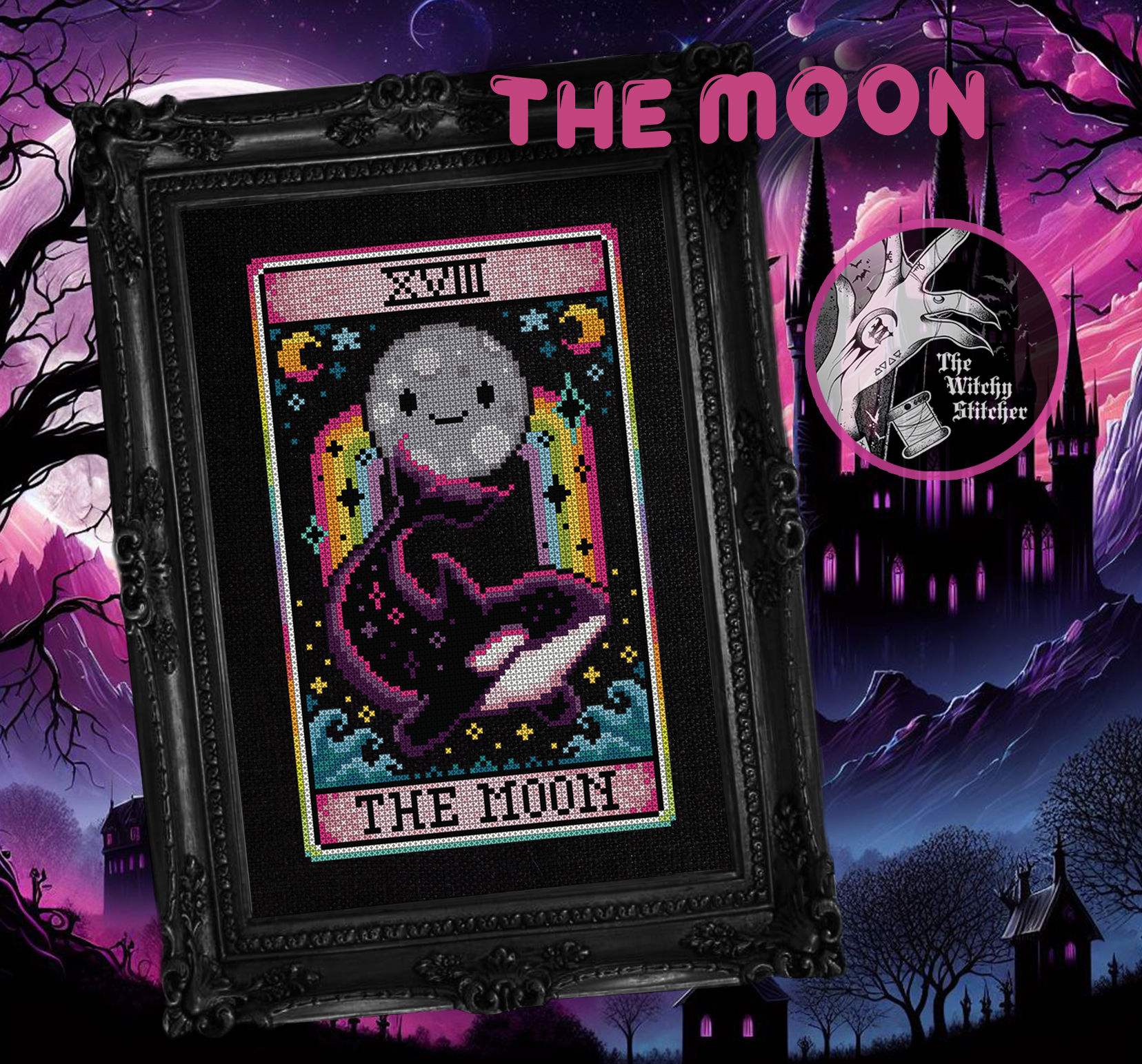The Moon ~ Nostalgic Tarot ~ PDF Pattern
