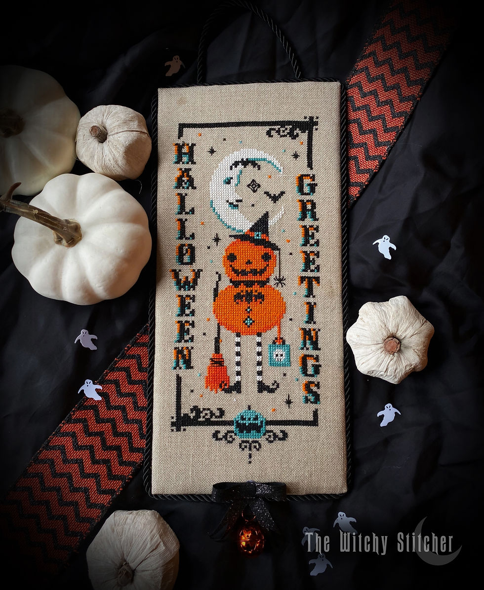 Thumbnail: Vintage Pumpkin Witch ~ Halloween Greetings ~ PDF Pattern