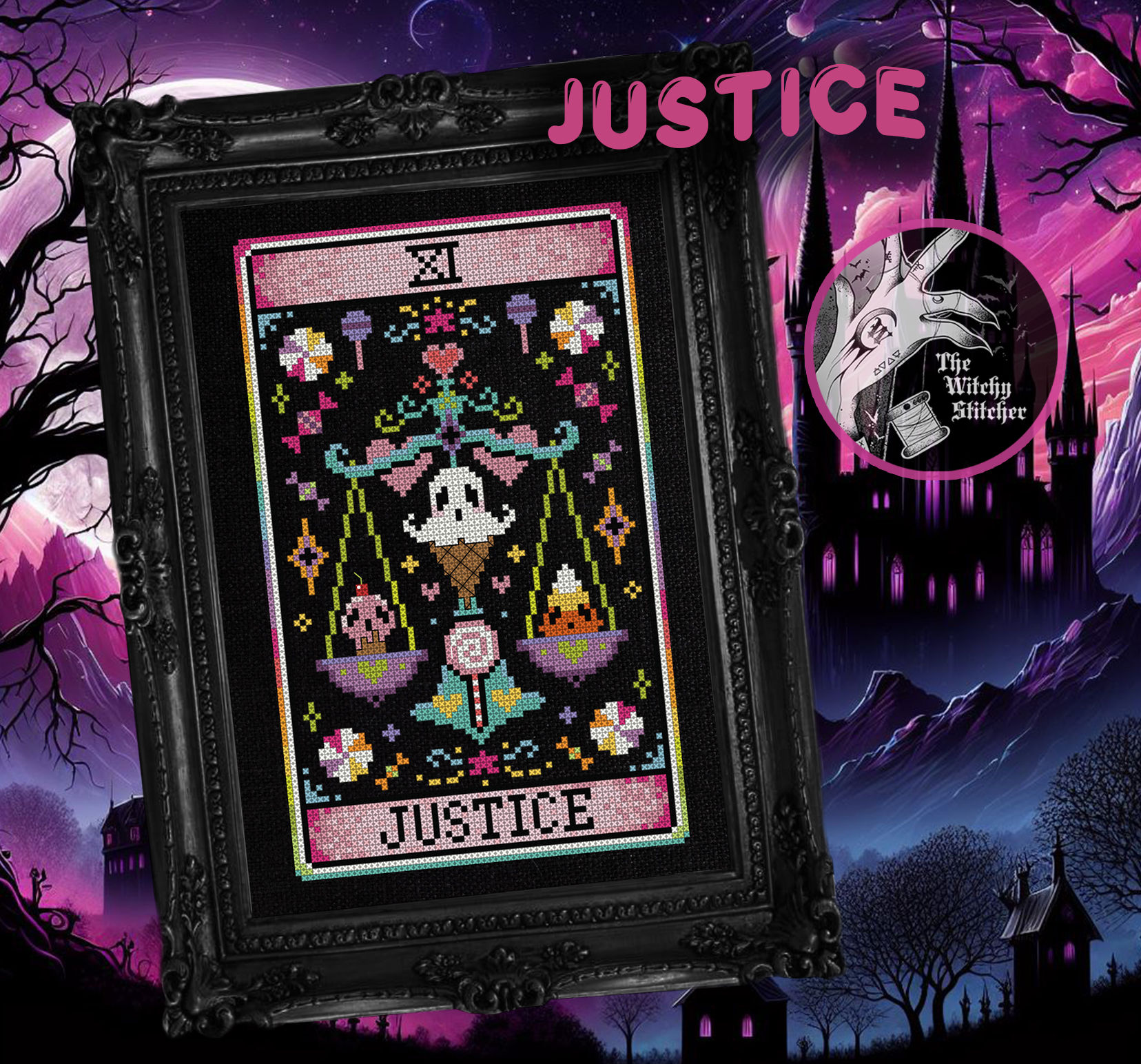 Justice ~ Nostalgic Tarot ~ PDF Pattern