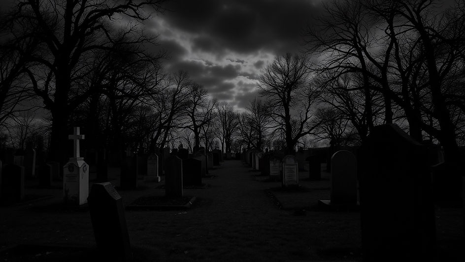 a black and white gothic cemetery with dark night skies.jpg