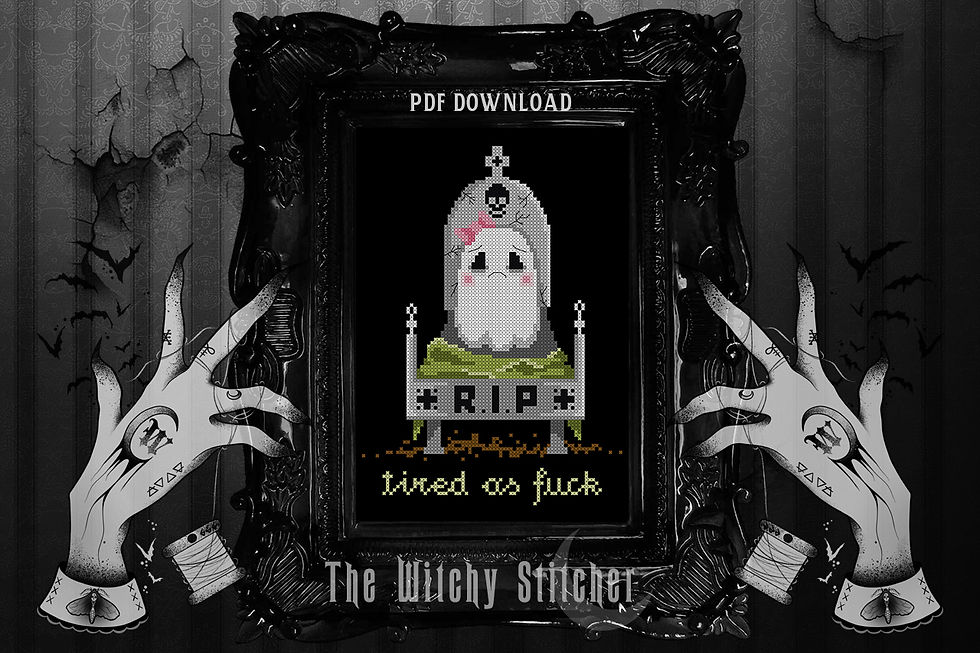 Thumbnail: Tired As Fuck ~ PDF Pattern
