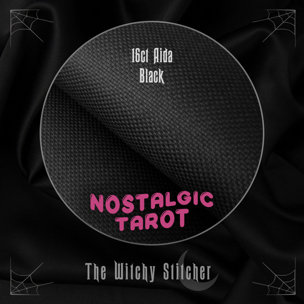 Nostalgic Tarot Fabric ~ Black Aida ~ 16 ct Zweigart