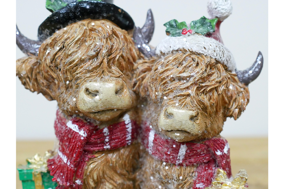 Thumbnail: Festive Highland Cow Figurines