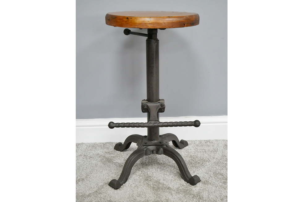 Thumbnail: Wooden Top Iron Bar Stool