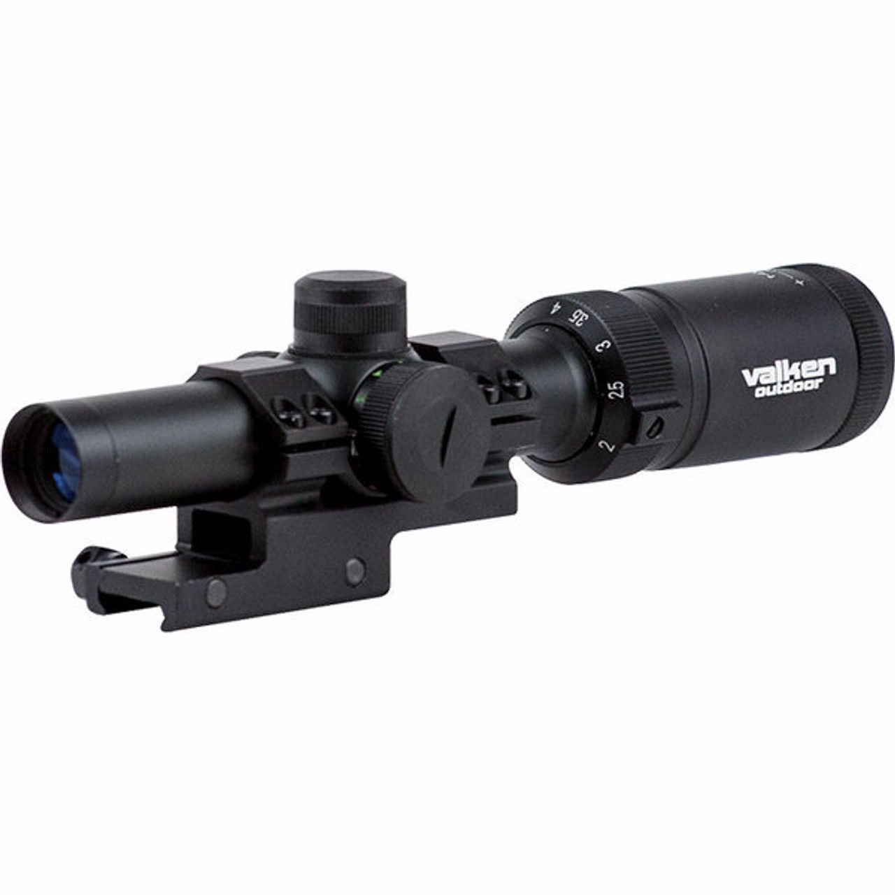 Valken 1-4x20 Mil-Dot Airsoft rifle scope with mount