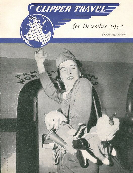 Front cover of Pan Am's launch edition of it's inflight Magazine, Clipper Travel, in 1952