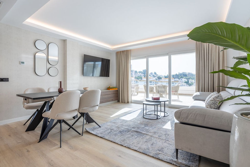 Bright holiday rental apartment interior in Nueva Andalucía, Marbella