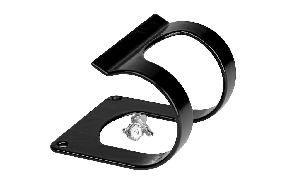 Filter Mounting Bracket, Black Spring Steel, Rubber Coated