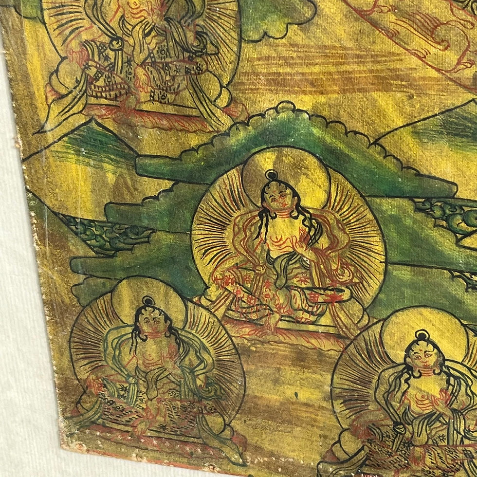 Thumbnail: 18th Century Tibetan Thangka - Painting on Silk - Framed