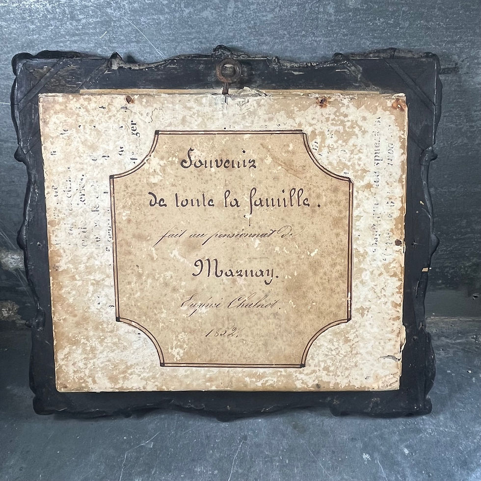 Miniature : Souvenir de pensionnat 1852 Mazenay – diorama sous verre, Reliquaire