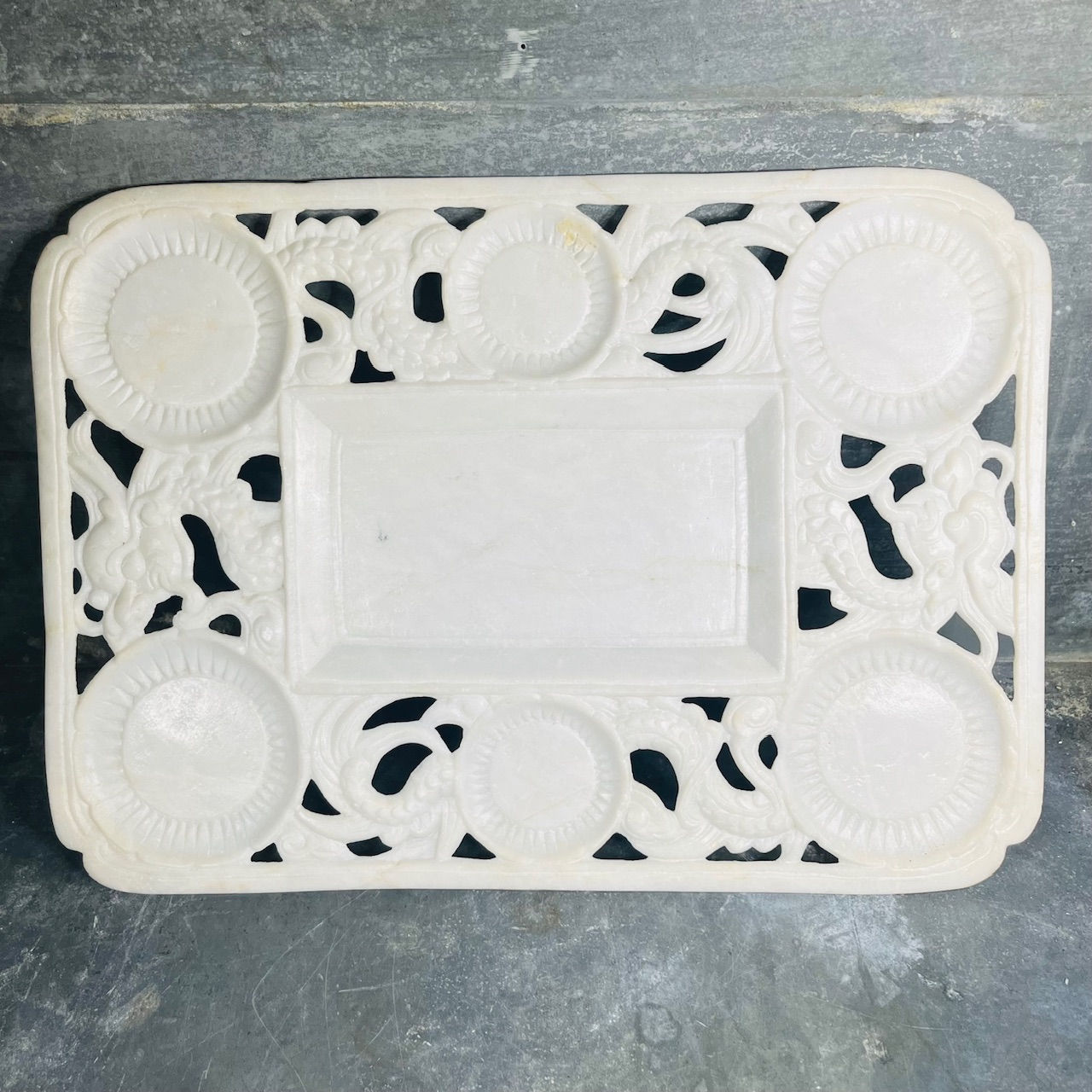 Chinese Hard Stone (Marble/Alabaster) Carved Tray – Dragons.