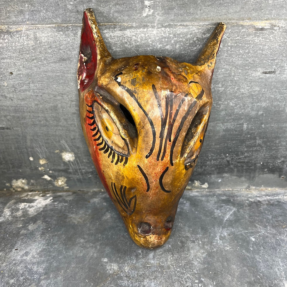 Thumbnail: Carved polychrome wooden mask (fox), Mexican folk art, mid-20th century