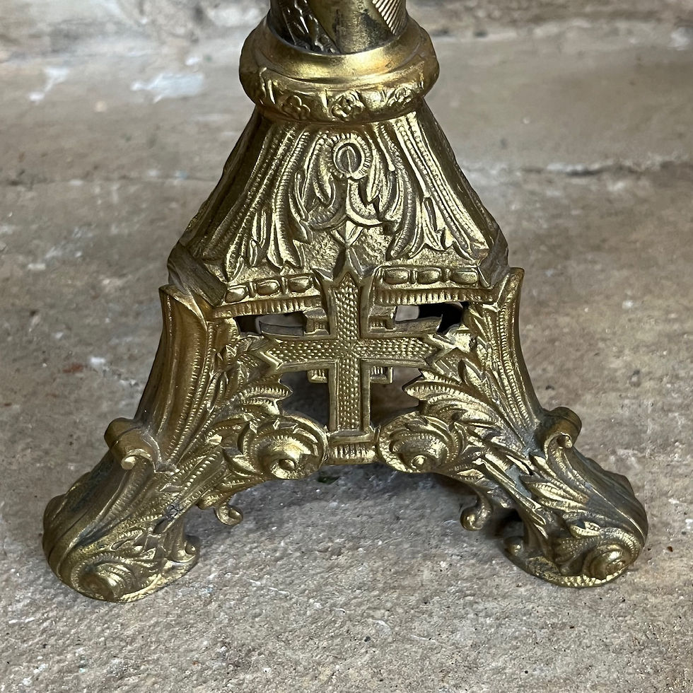 Miniature : Paire de chandeliers d’église – XIXe siècle – Bronze doré – Couvent italie