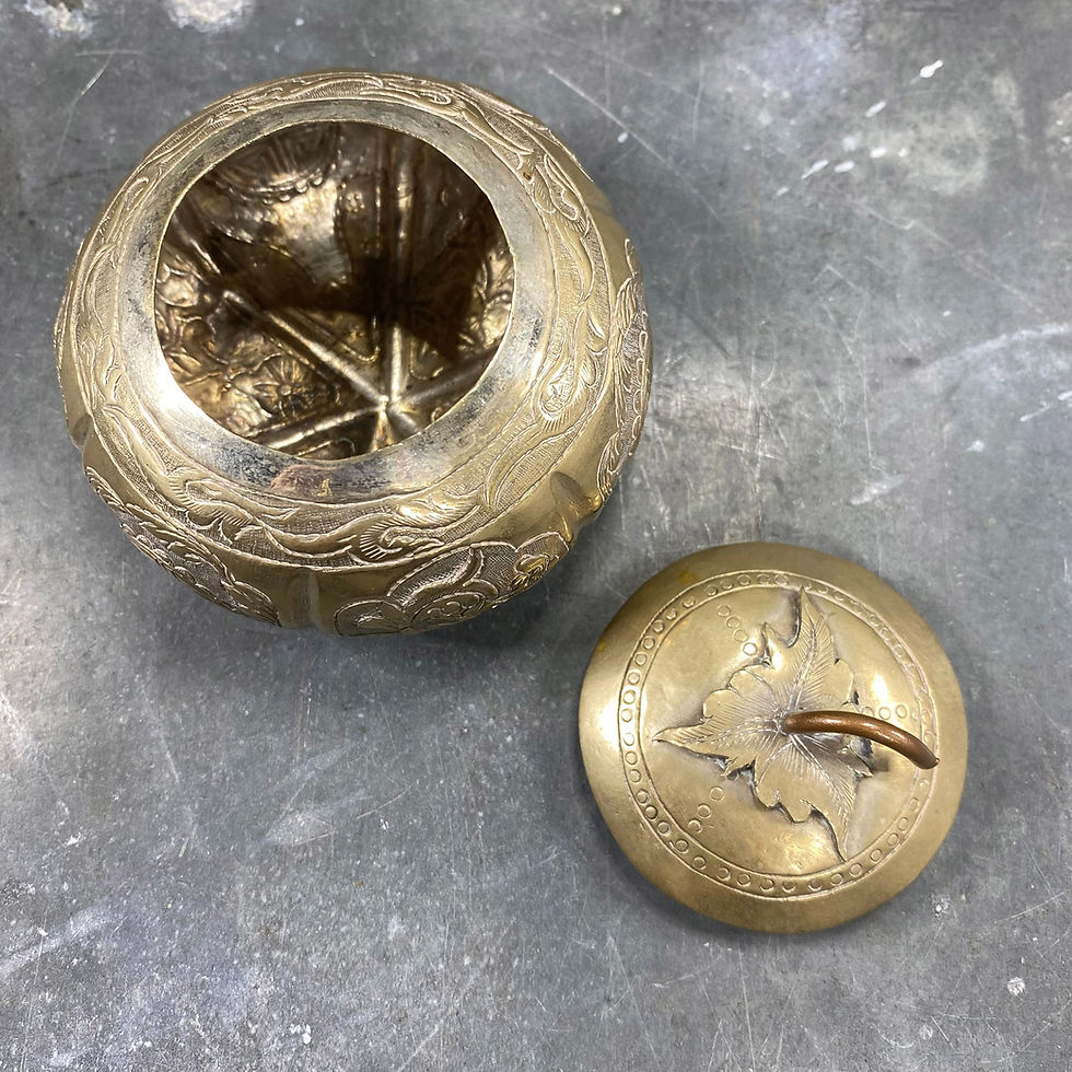 Thumbnail: Fruit-shaped betel nut box, embossed silver, China 1900