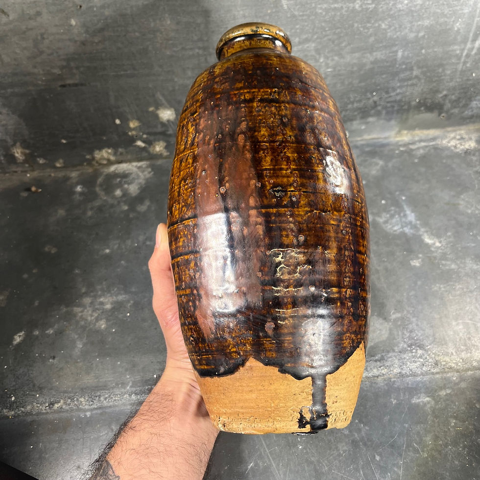 Miniature : Bouteille chinoise ancienne – XIXe siècle – grès à glaçure brune – dynastie Qing