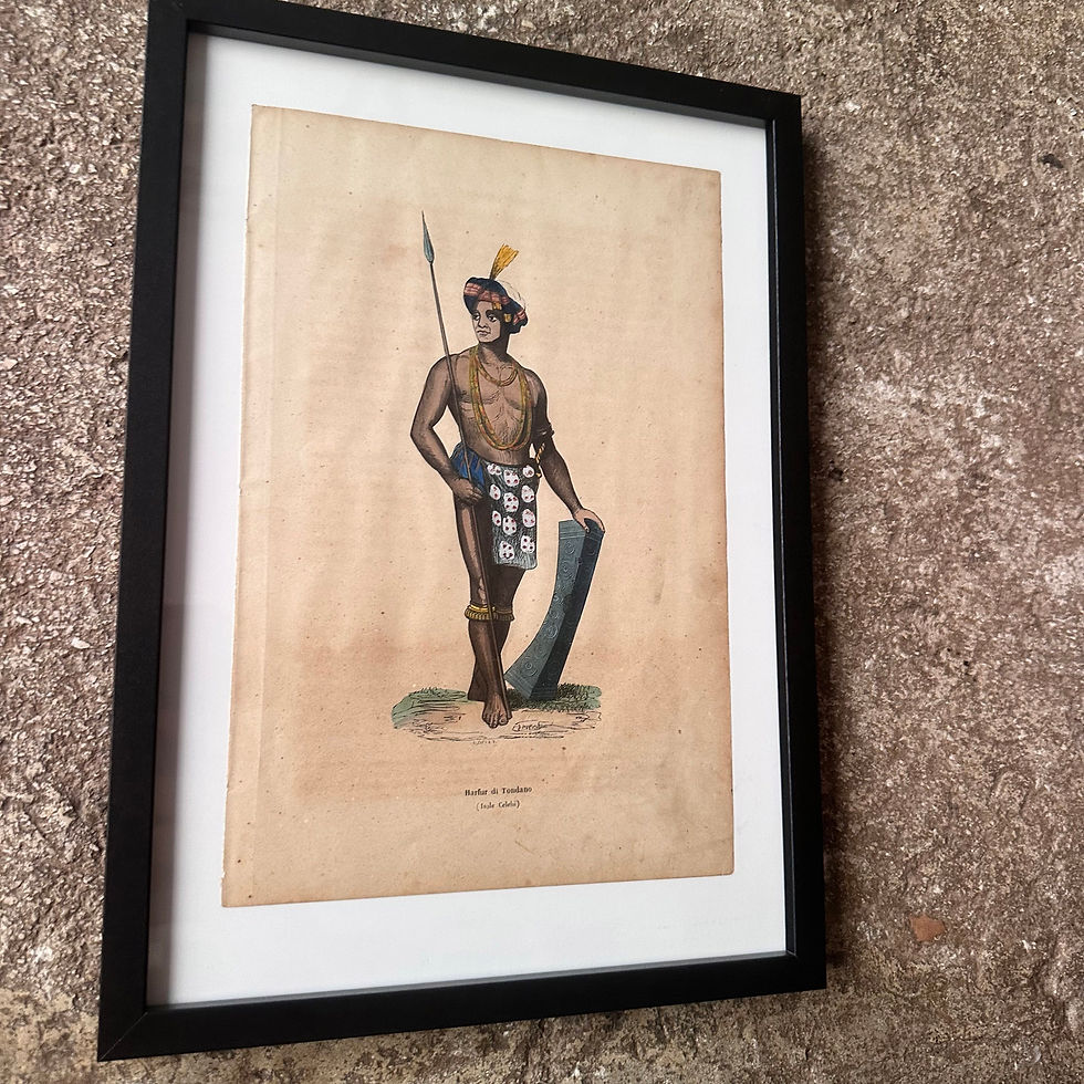 Gravure originale « Harfur di Tondano (Isole Celebi) » – d’après Auguste Wahlen, vers 1844