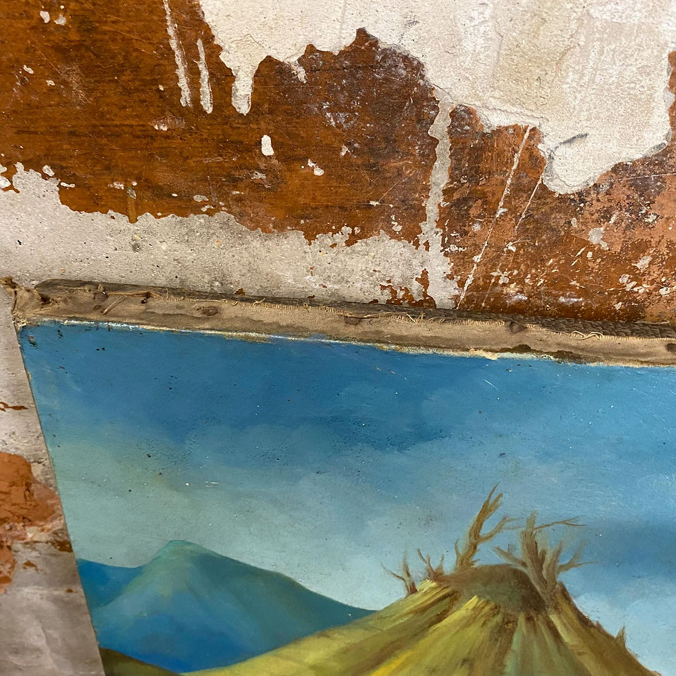 Thumbnail: Painting of a trap between Native Americans and trapper, 1876