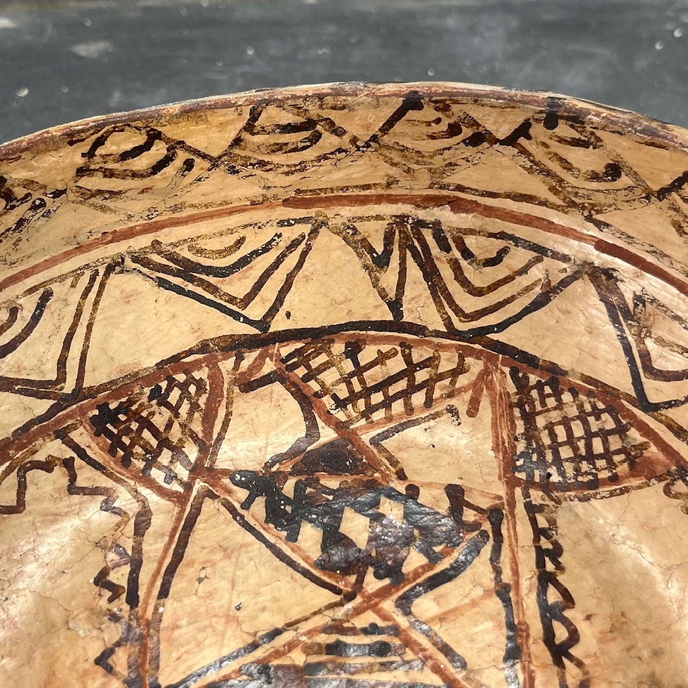 Thumbnail: Flat, Old Kabyle Plate, Terracotta, Painted Decoration, North Africa, 20th Century