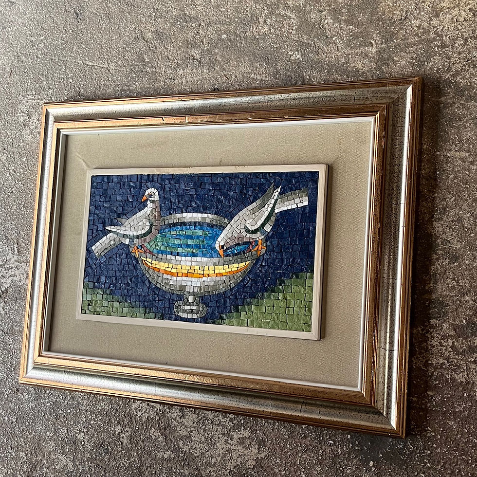 Miniature : Tableau mosaïque . Colombes à la vasque . Ravenne Italie . Atelier Scianna