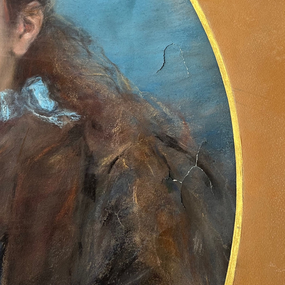 Miniature : Paire de Portraits XIXe – Deux Sœurs Jumelles – Pastel sur Papier