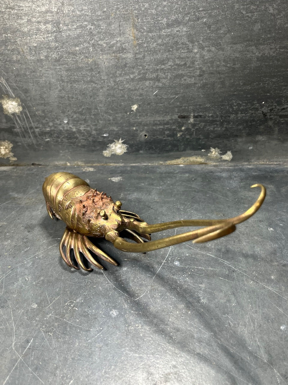 Thumbnail: Langouste bronze Japon début XXe sculpture ancienne art asiatique.