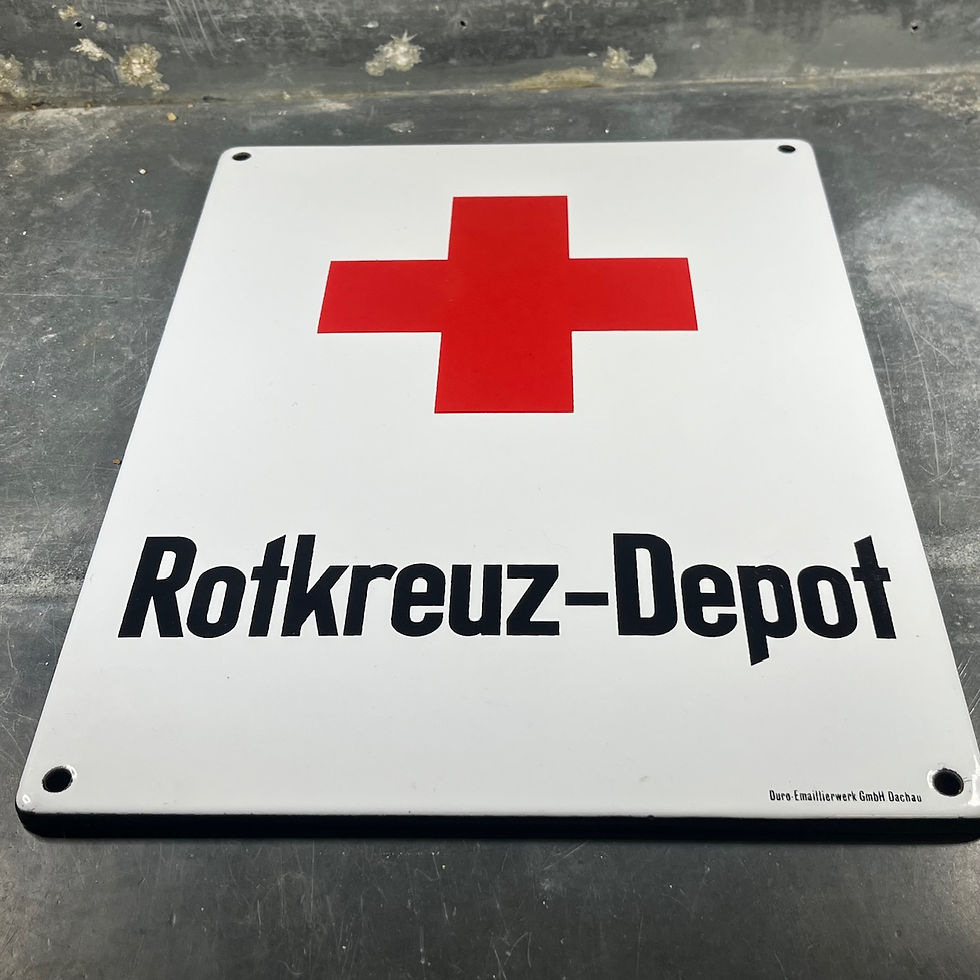Thumbnail: Enamel plaque Rotkreuz-Depot German Red Cross 1950s Dachau