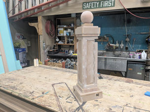Pride and Prejudice, Part Two Process Photo (19)
A process photo from the construction of the "Balcony" set piece. This photo features the near-completed "Column Assembly".
Photo credits: Wesley Carney