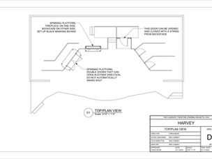 Harvey Scenic Design Rendering Sample (2)
A sample from Wesley Carney's scenic design. This photo features a 2D ground plan for the set and performance space.
Photo credits: Wesley Carney