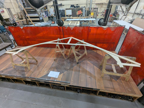 Something Rotten! Process Photo (07)
A process photo from the construction of the roof set piece. This photo features the completed set piece before rigging hardware was attached.
Photo credits: Wesley Carney