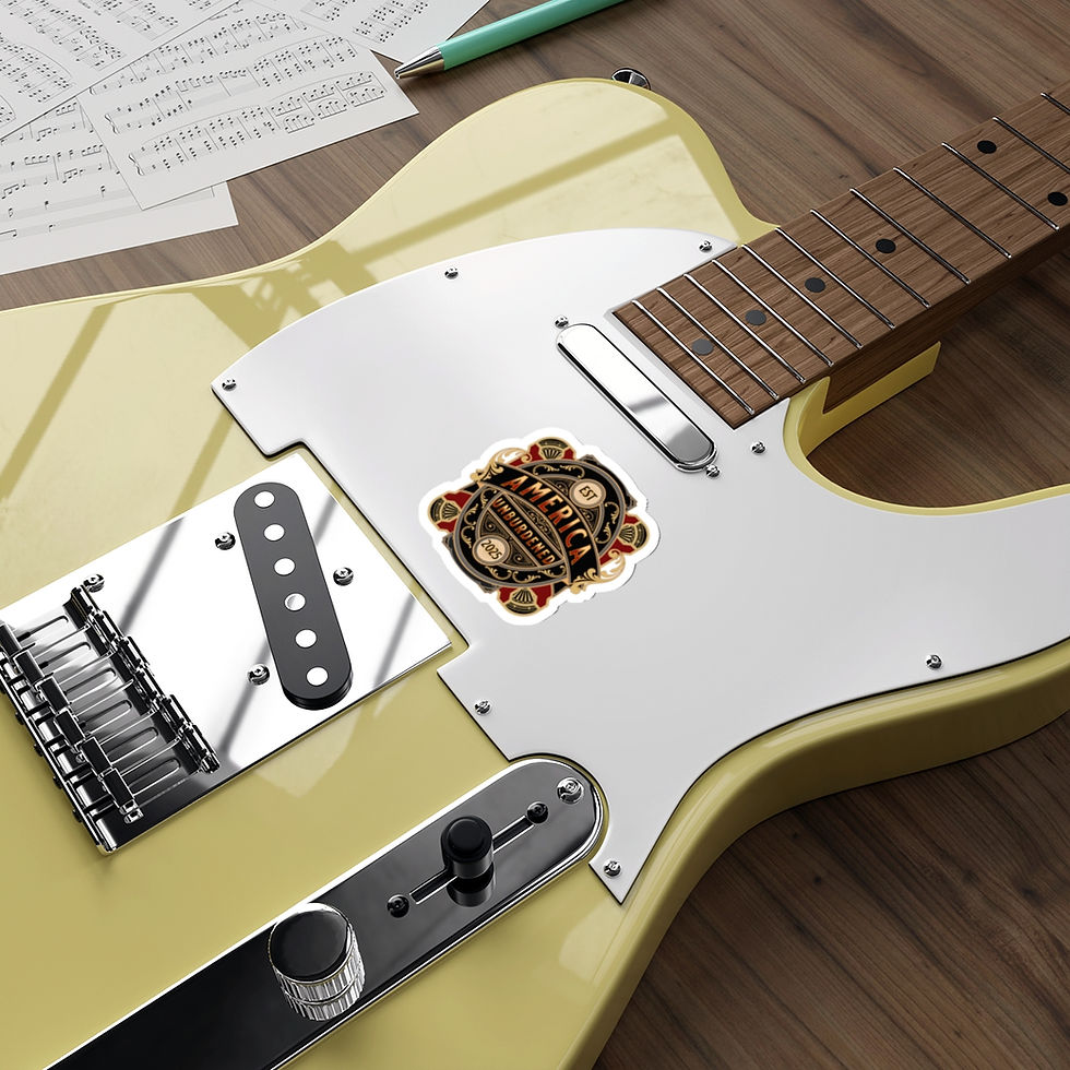 Thumbnail: Die-cut sticker featuring a Western-inspired "America Unburdened" patriotic design in red and tan tones, perfect for showcasi