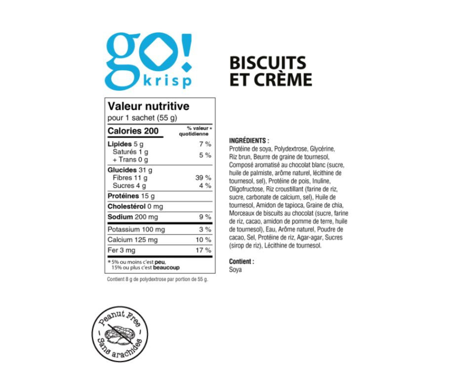 Miniature : Go Krisp biscuit et crème - Go nutrition valeur nutritive