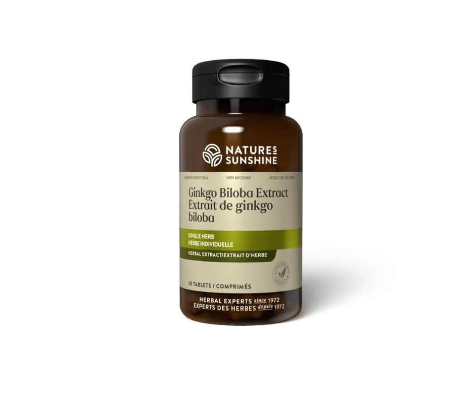 Extrait de Ginkgo Biloba 30 comprimés - Nature's Sunshine vendu par la clinique Améthyste