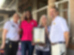 City of Dania Beach Mayor Joyce Davis presents a proclamation celebrating the 30th Anniversary of Ladies, Let’s Go Fishing. L. to R: Krystal Jackson, Joyce Davis, Betty Bauman and Steven Bornstein.