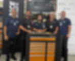 David Rich, instructor, McFatter Technical College & High School; Neylor Mir, District Manager, Advance Auto Parts; John Roberts, scholarship recipient and student at McFatter Technical College; Mike Lynn, General Manager, Advanced Auto Parts; and Eddie Salman, instructor, McFatter Technical College & High School