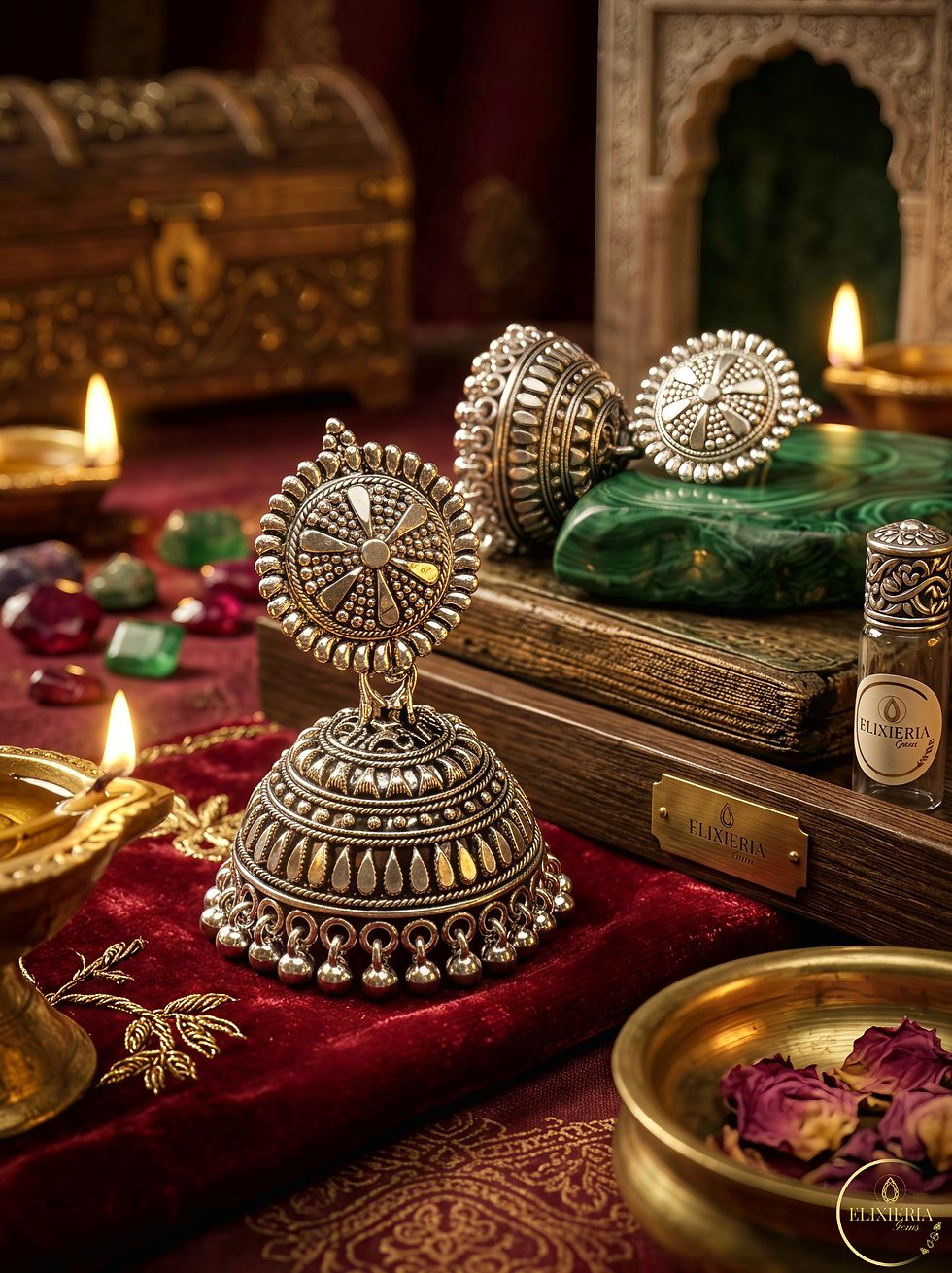 celebrity style oxidised jhumka 