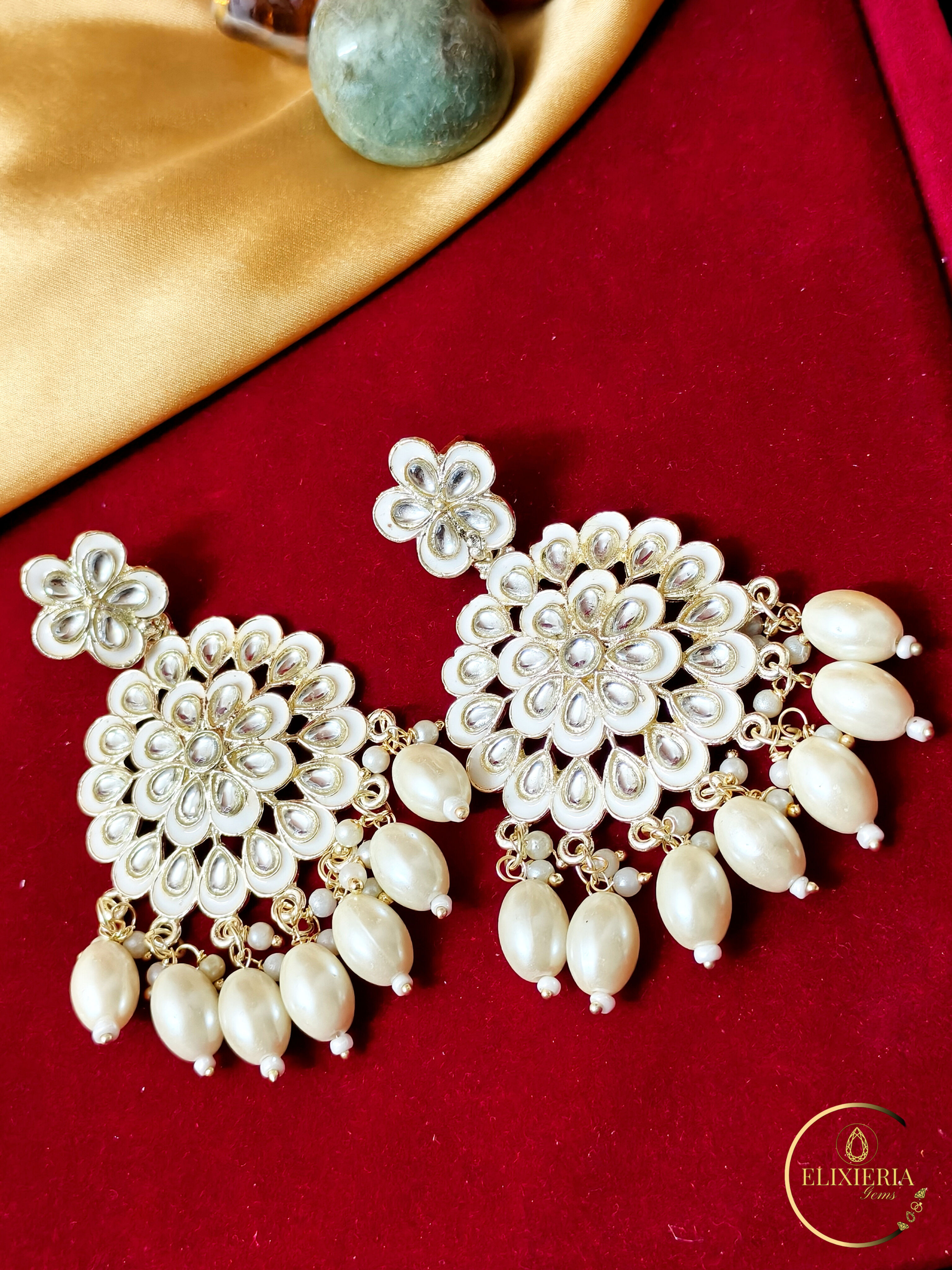 Kundan Mandala Ivory Earrings