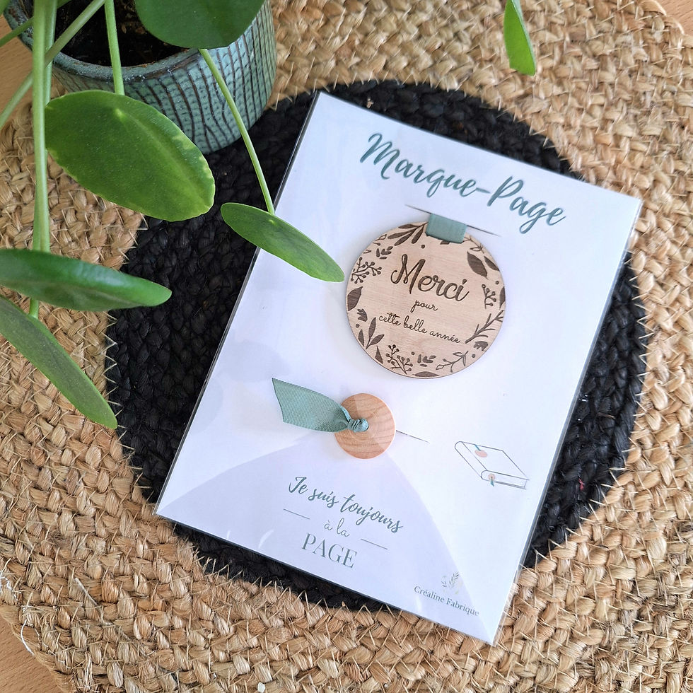 Miniature : Marque-page en bois avec ruban "Merci Maîtresse"