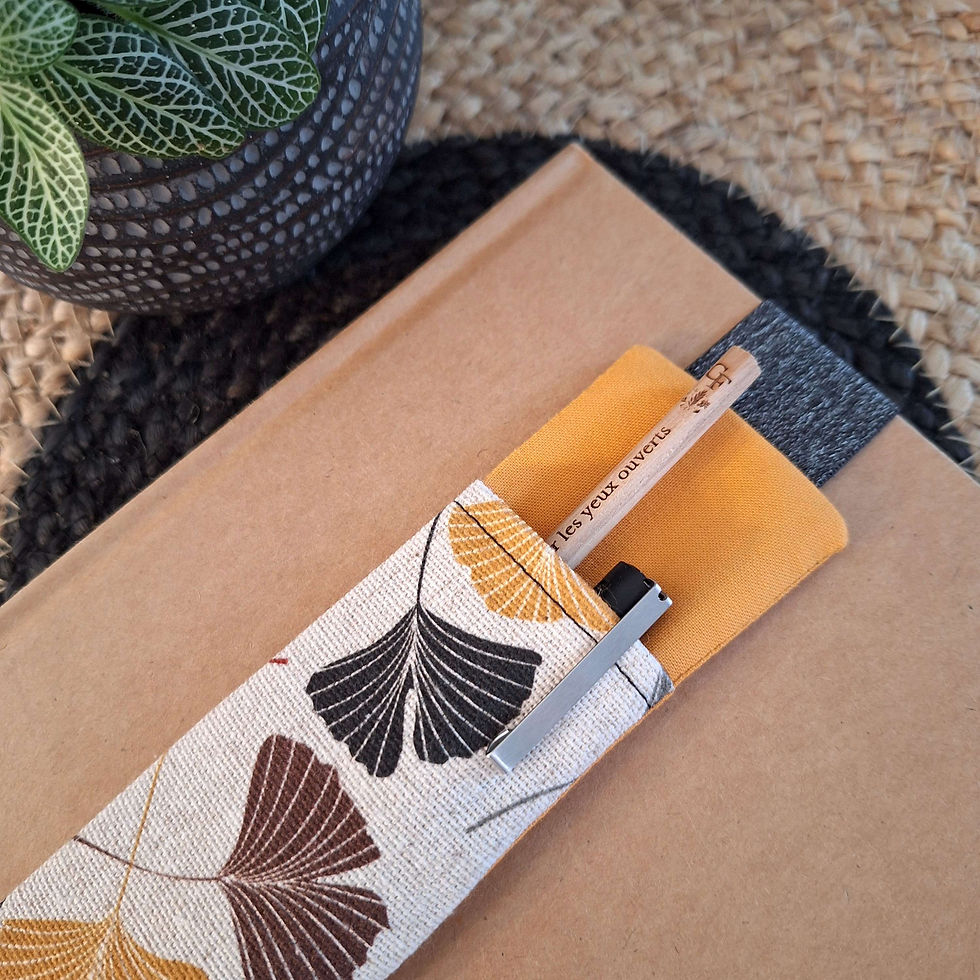 Miniature : Zoom sur Etui à stylo Tissu Automne Gingko jaune
