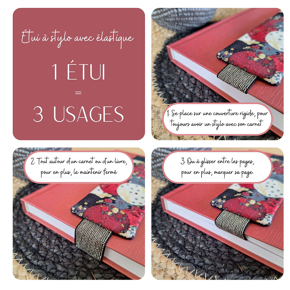 Miniature : Utilisations Etui à stylo Tissu ombrelles japonaises rouge noir or