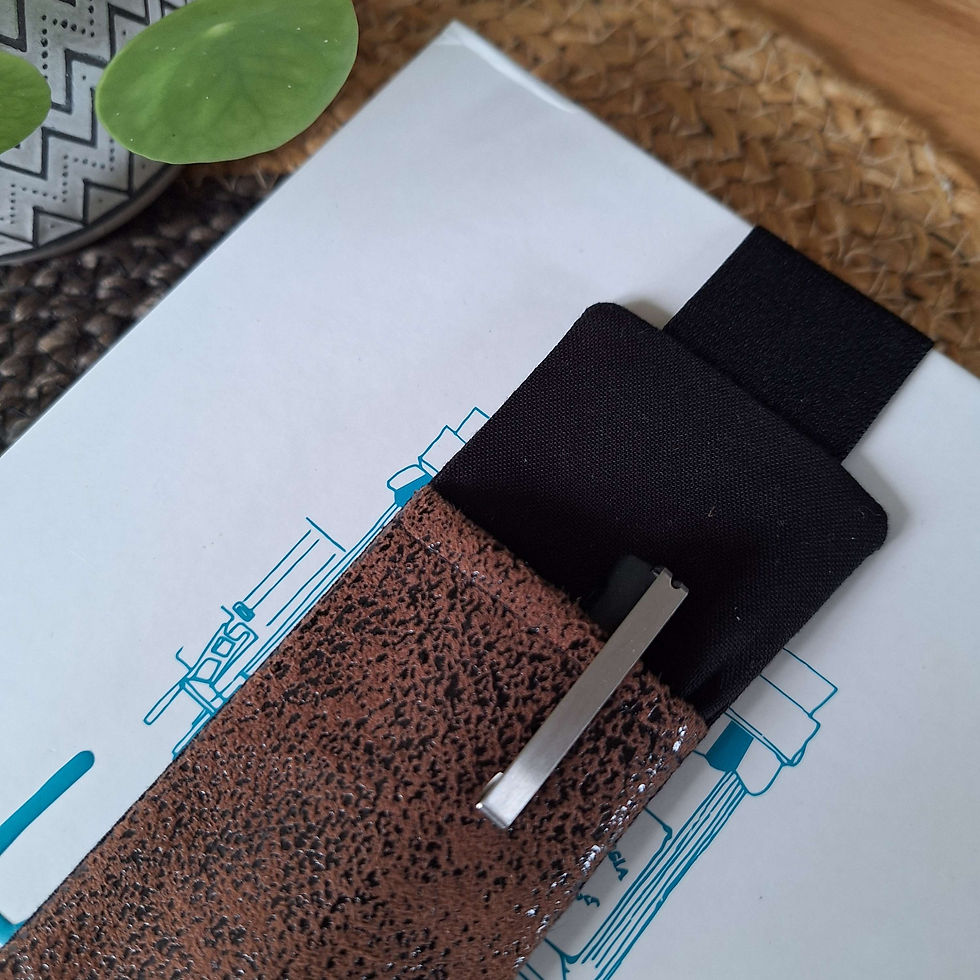 Zoom dur Etui à stylo fait main simili cuir brun pour format A5