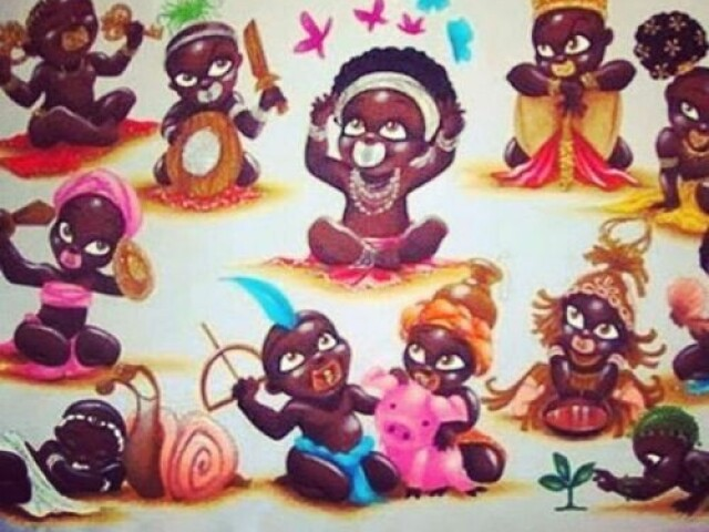 Desenhos representando os Erês do Candomblé