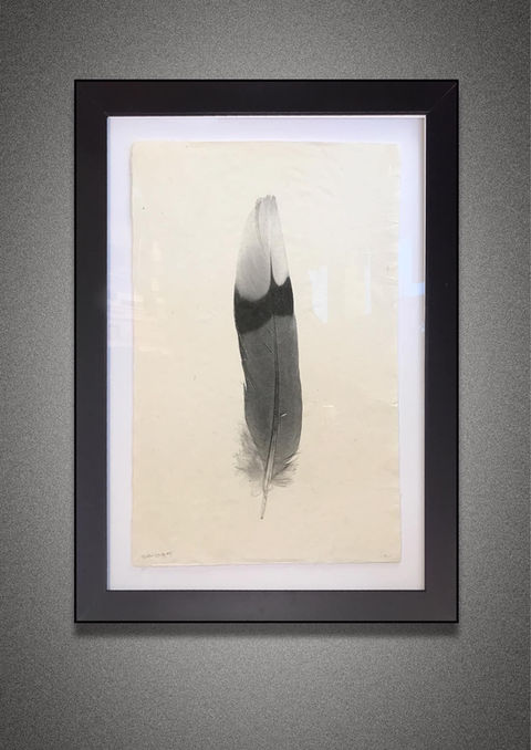 Abstract art of figure with black frame; Custom Framing By Veterans