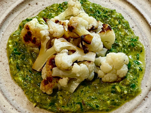 March 2023: Cauliflower with wild garlic salsa verde