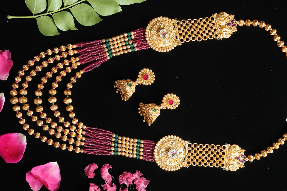 temple jewellery in ruby colour