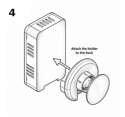 Holder positioned against the back of the sensor.