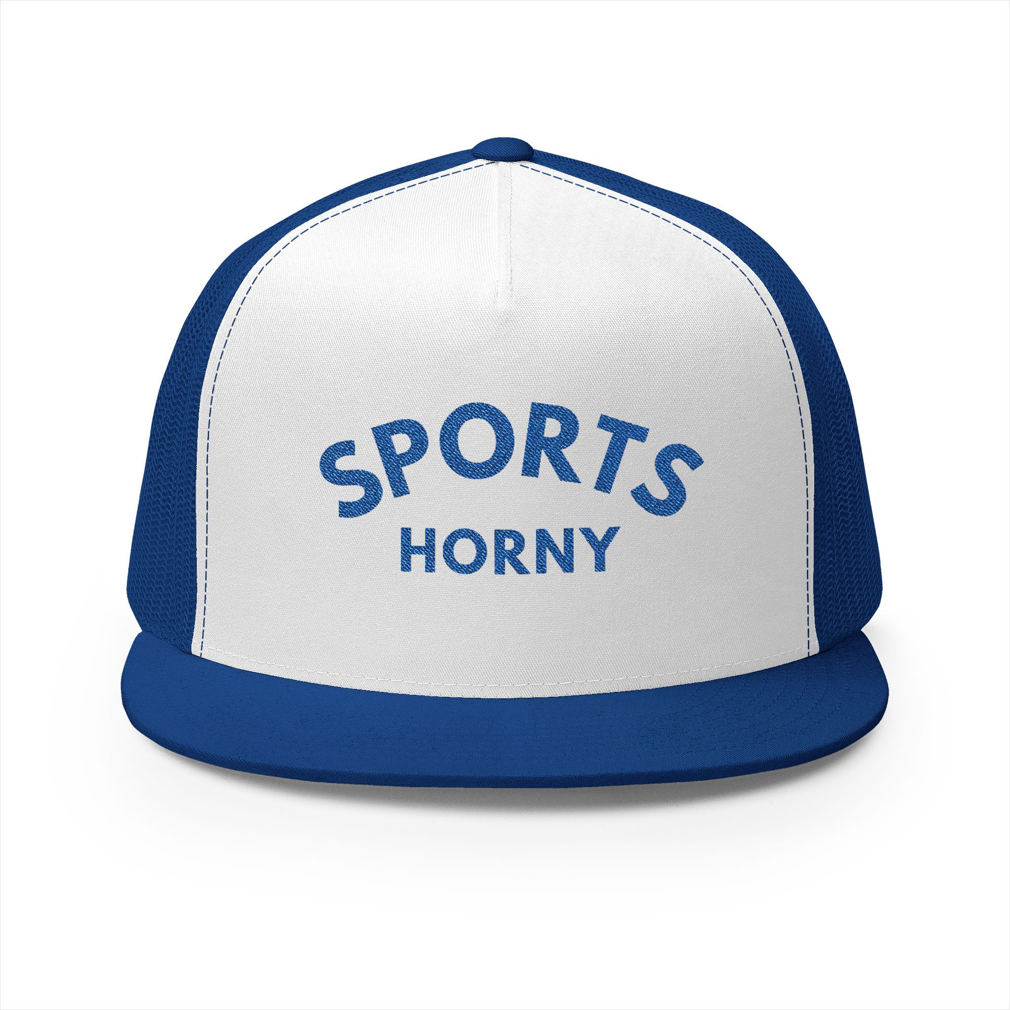Sports Horny Embroidery Flat Bill Trucker Hat