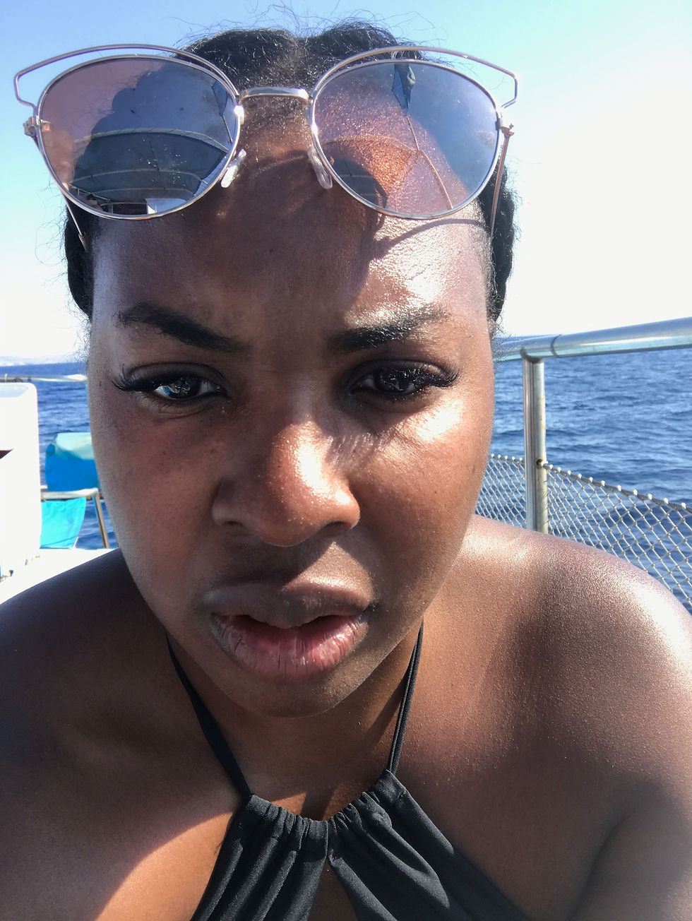 Me, petrified, in the middle of the Sea
