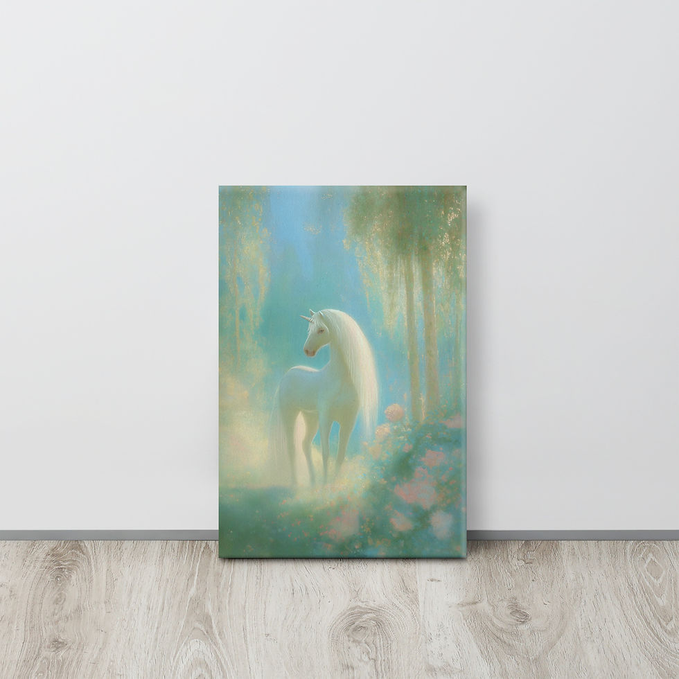 Thumbnail: The Song on the Breeze, Unicorn in a Rose Garden, Slim canvas