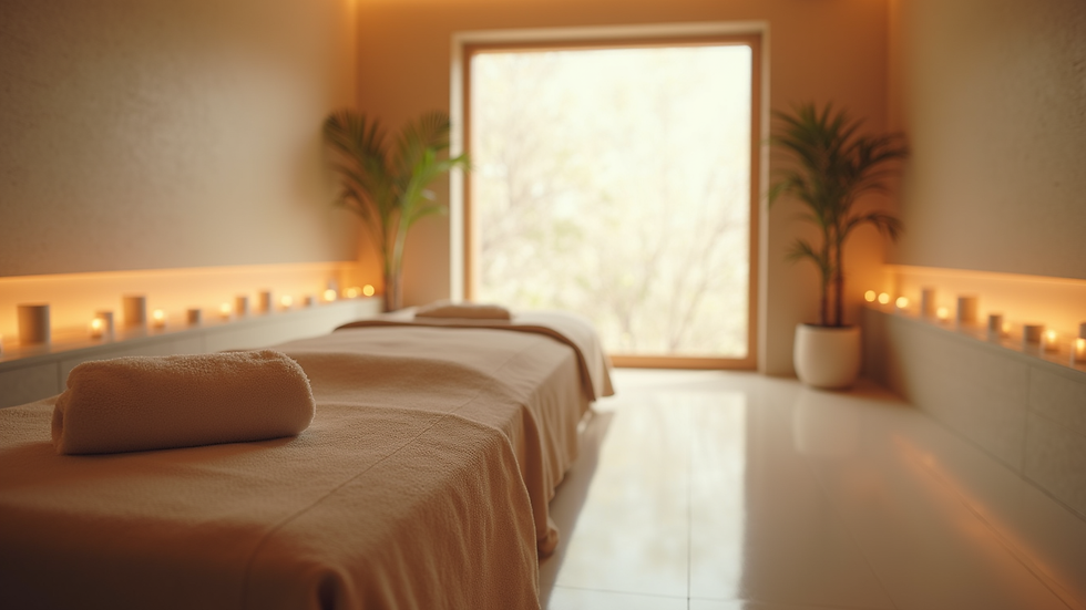 Close-up view of a serene spa environment with calming decor